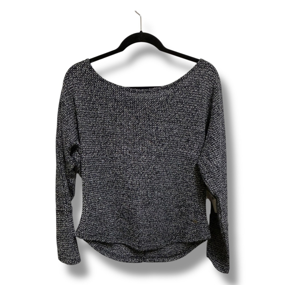 O'Neill Alena Black‎ White Marled Knit Scoop Neck Relaxed Sweater Womens NEW M
